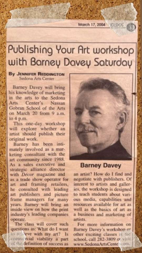 Publishing Your Art Workshop with Barney Davey at the Sedona Arts Center. In the Red Rock News.
